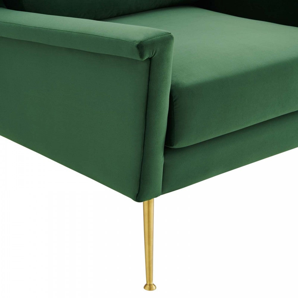 Chesapeake Performance Velvet Armchair, Gold Emerald