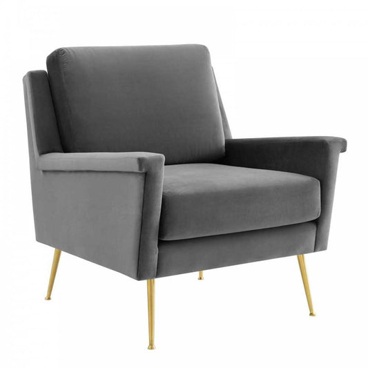 Chesapeake Performance Velvet Armchair, Gold Gray