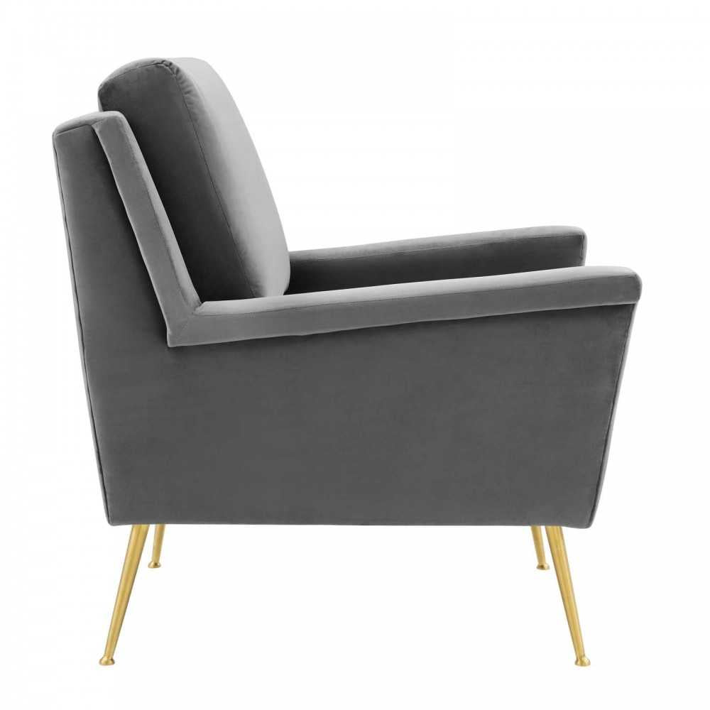 Chesapeake Performance Velvet Armchair, Gold Gray