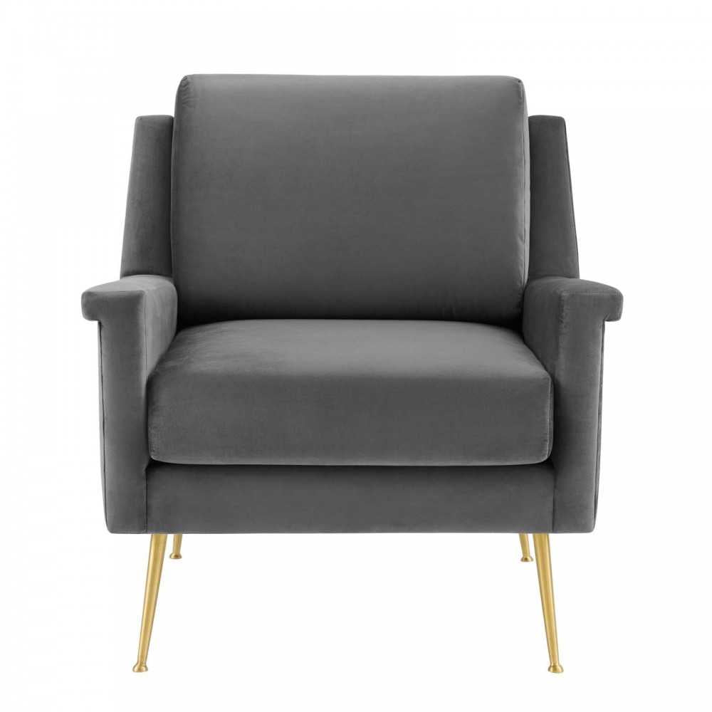 Chesapeake Performance Velvet Armchair, Gold Gray