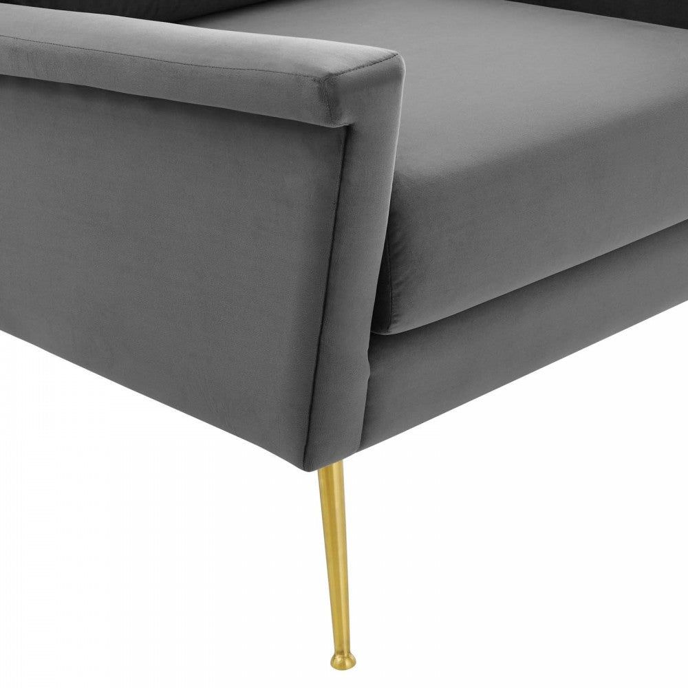 Chesapeake Performance Velvet Armchair, Gold Gray