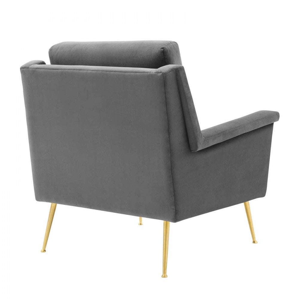 Chesapeake Performance Velvet Armchair, Gold Gray