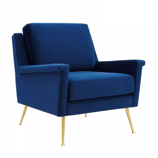 Chesapeake Performance Velvet Armchair, Gold Navy