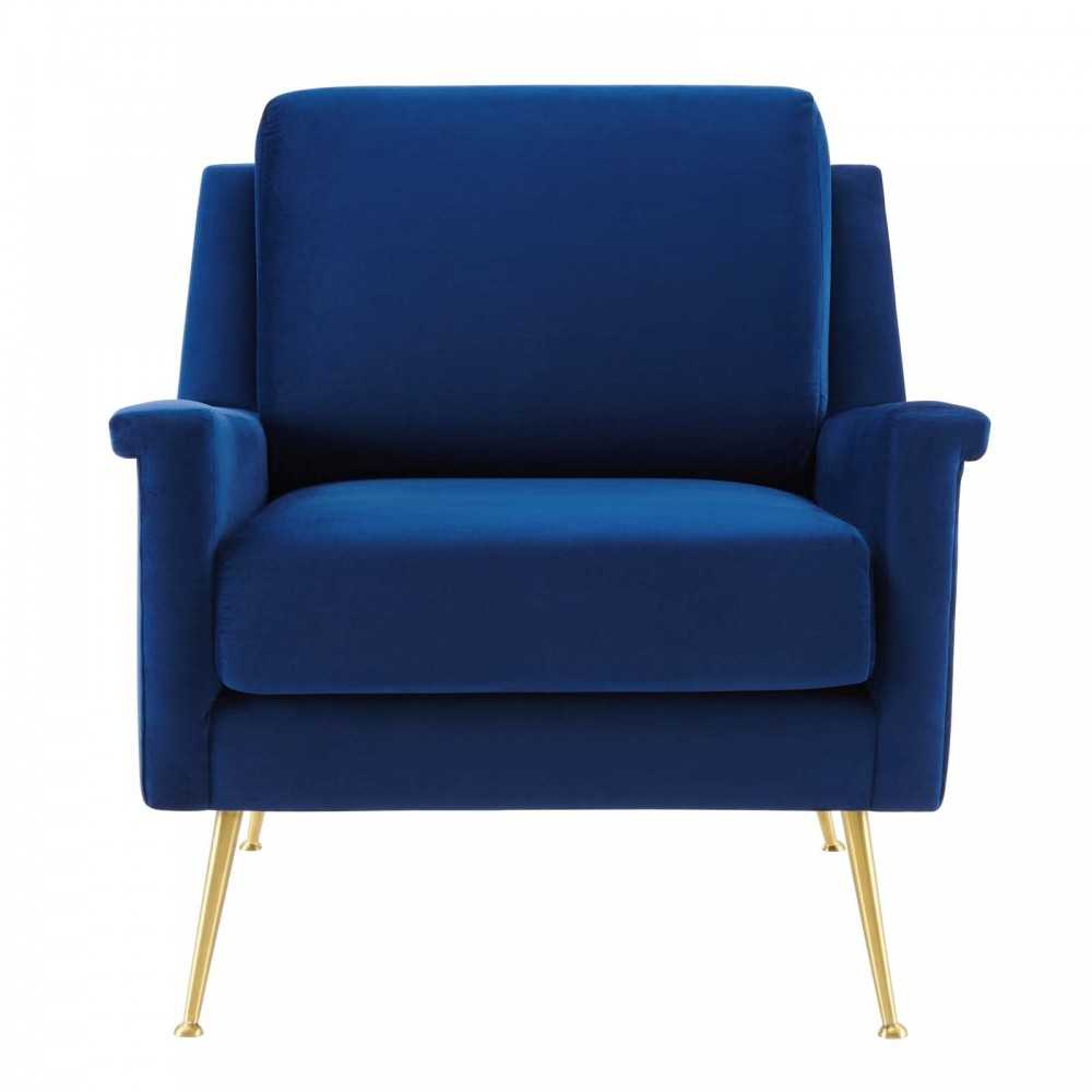 Chesapeake Performance Velvet Armchair, Gold Navy