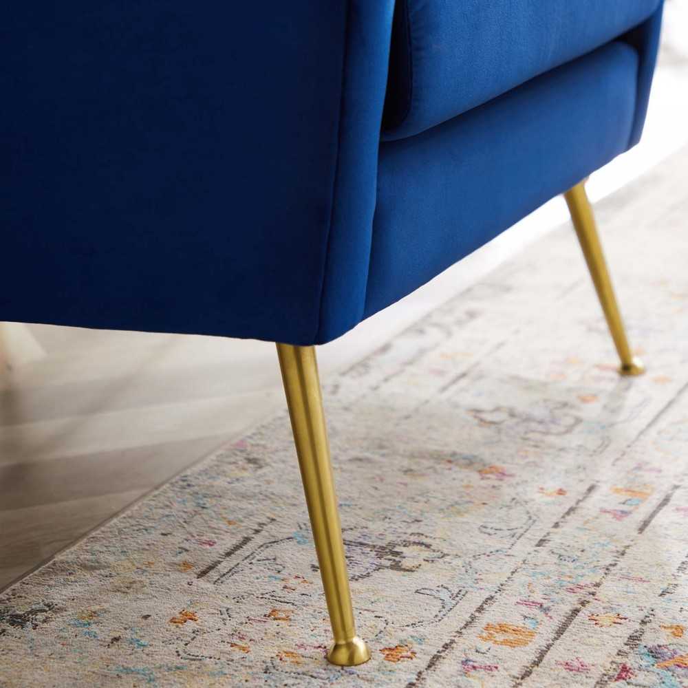 Chesapeake Performance Velvet Armchair, Gold Navy