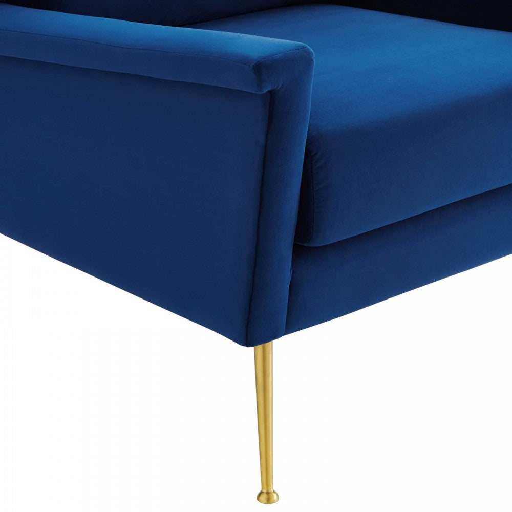 Chesapeake Performance Velvet Armchair, Gold Navy