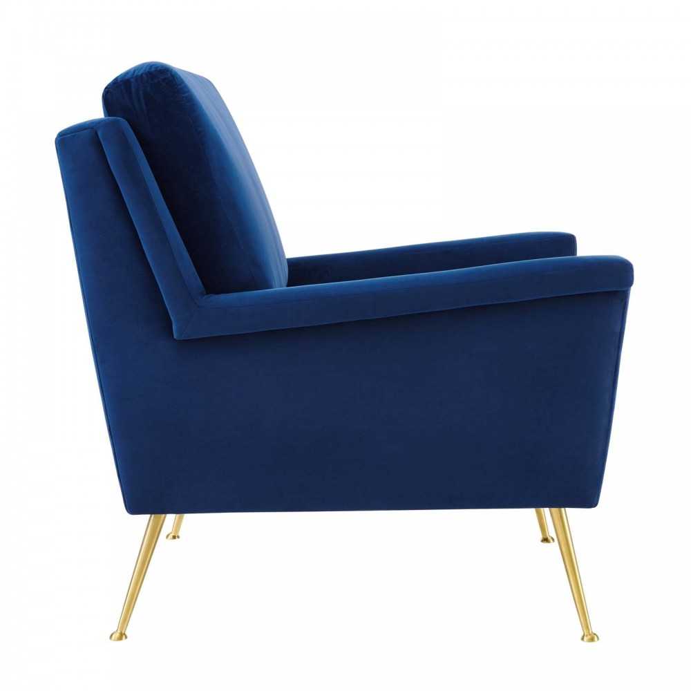 Chesapeake Performance Velvet Armchair, Gold Navy