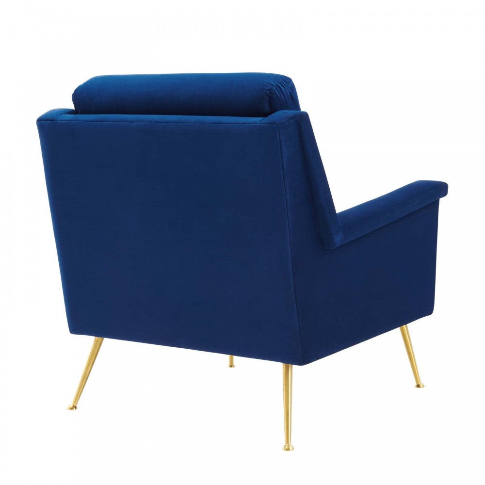 Chesapeake Performance Velvet Armchair, Gold Navy