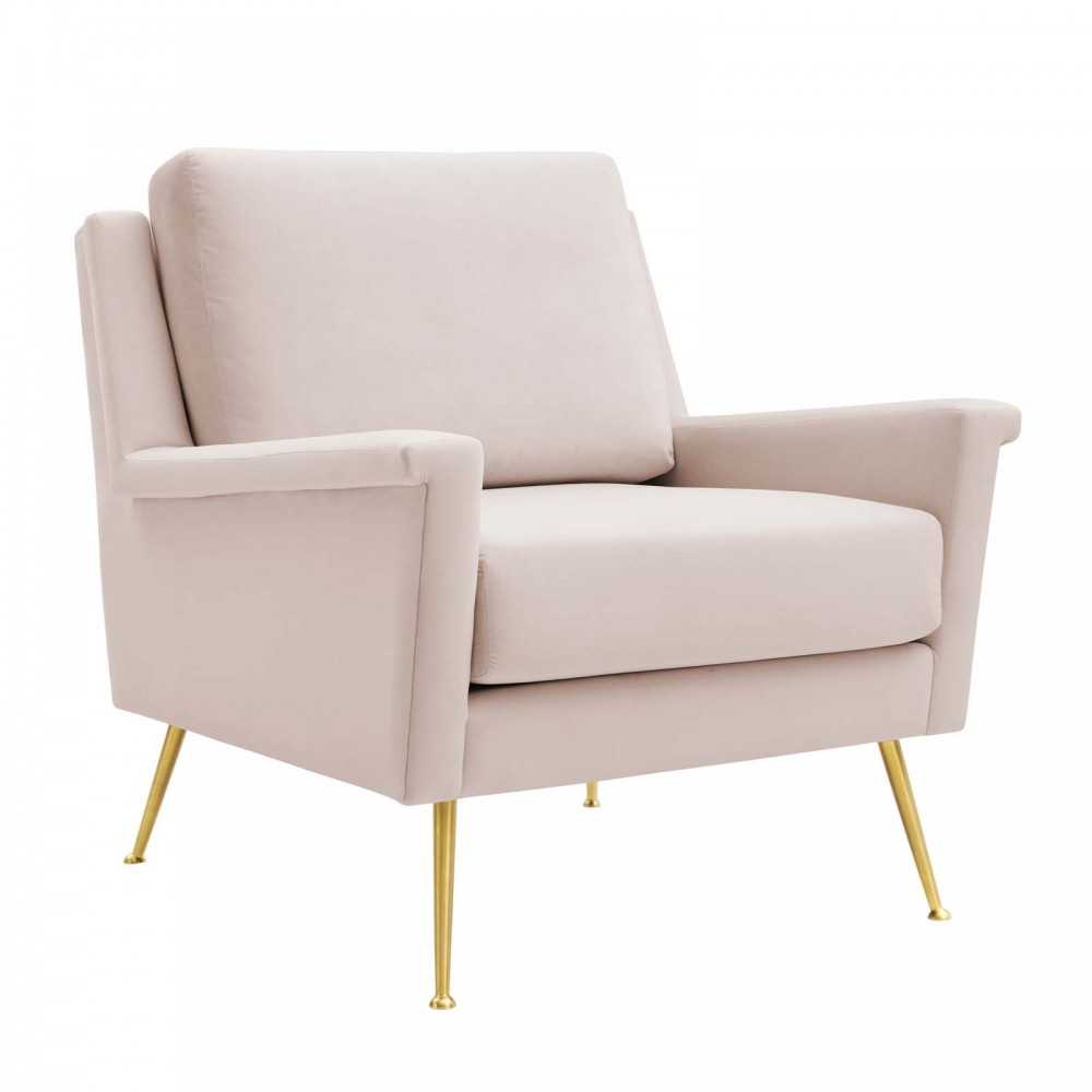 Chesapeake Performance Velvet Armchair, Gold Pink