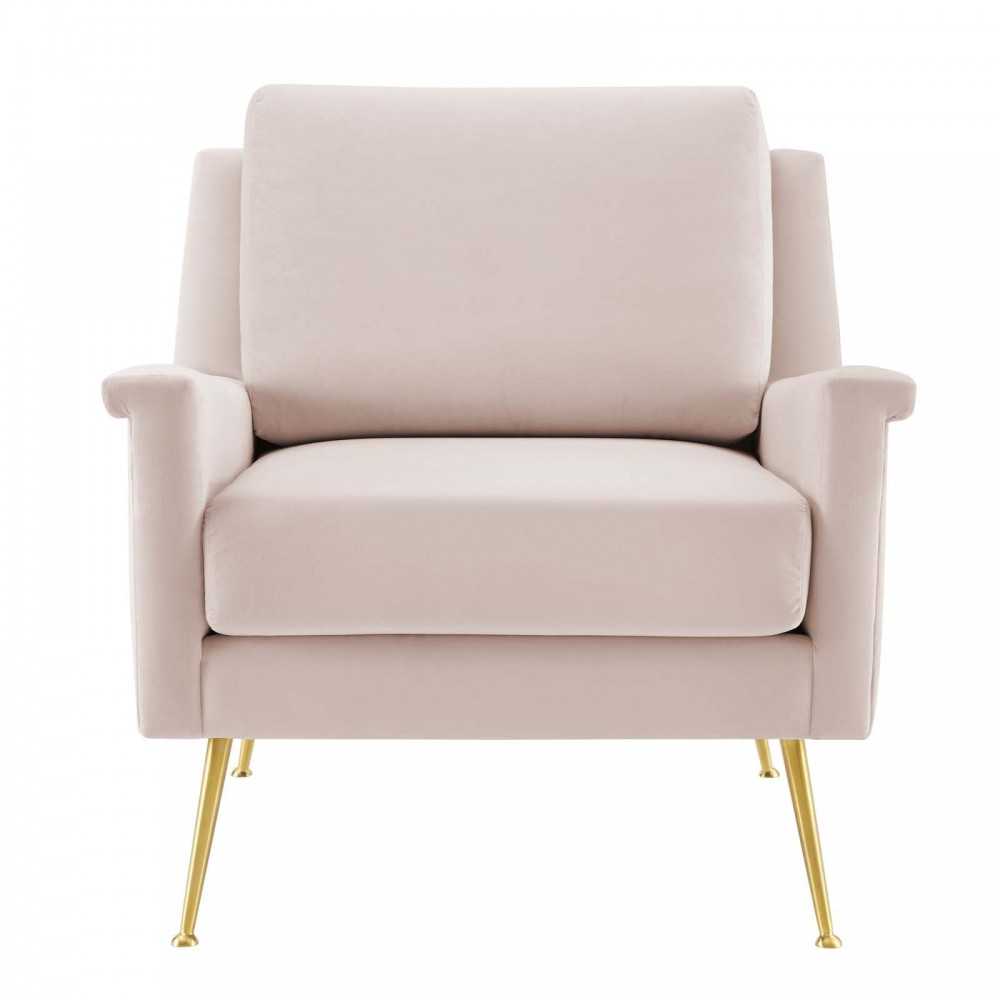 Chesapeake Performance Velvet Armchair, Gold Pink