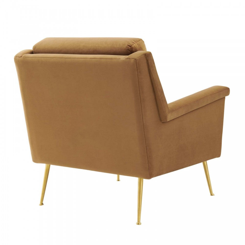 Chesapeake Performance Velvet Armchair, Gold Cognac