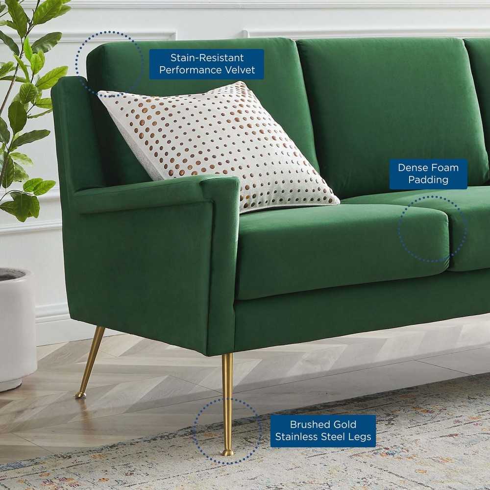 Chesapeake Performance Velvet Sofa, Gold Emerald