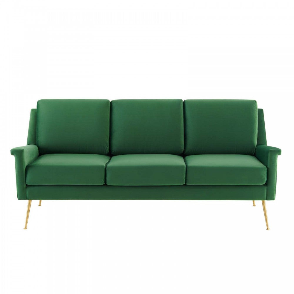 Chesapeake Performance Velvet Sofa, Gold Emerald