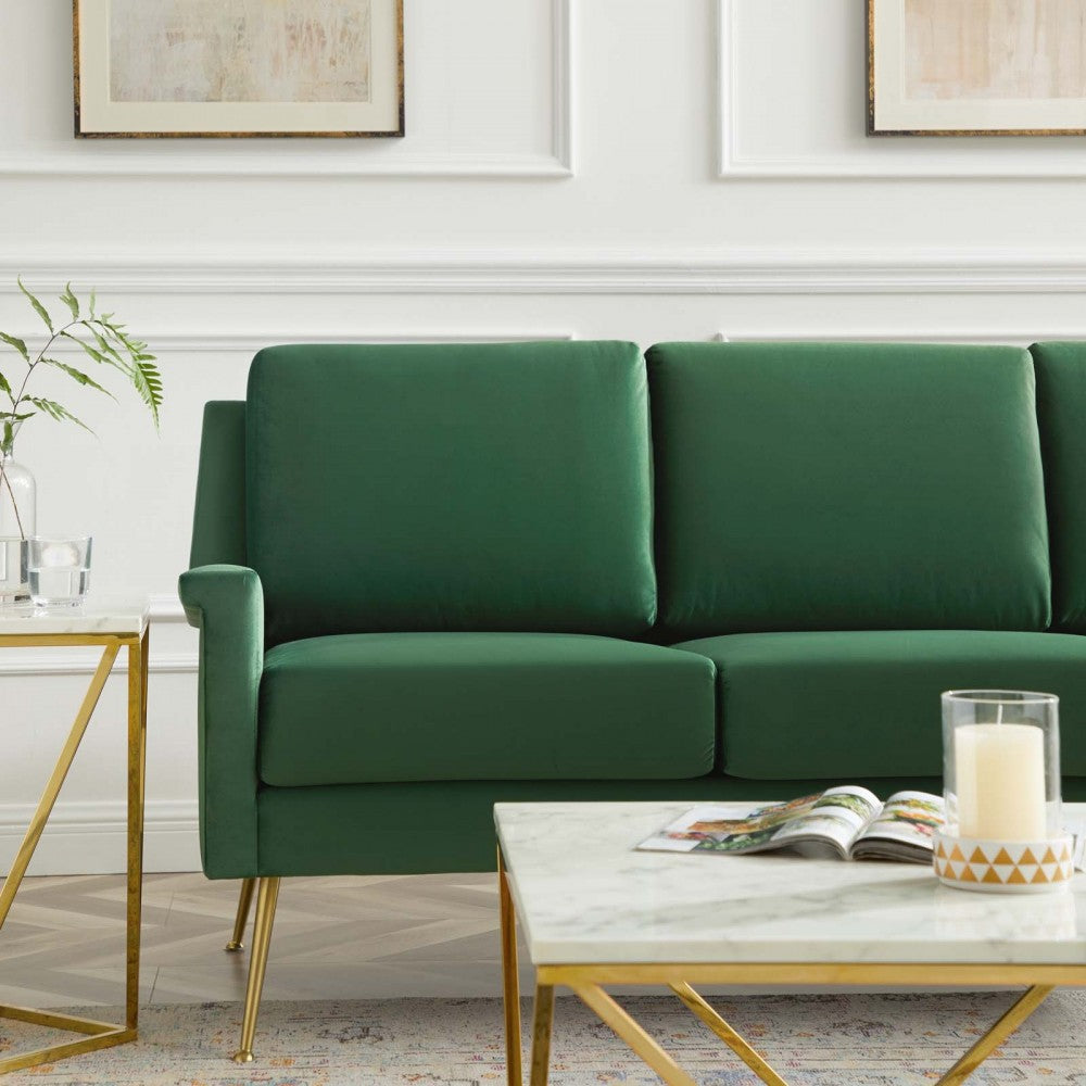 Chesapeake Performance Velvet Sofa, Gold Emerald