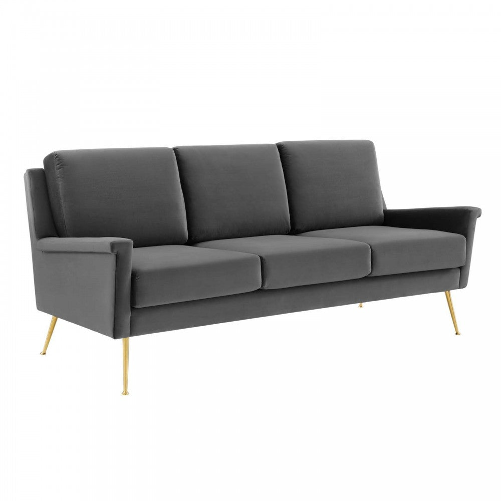 Chesapeake Performance Velvet Sofa, Gold Gray