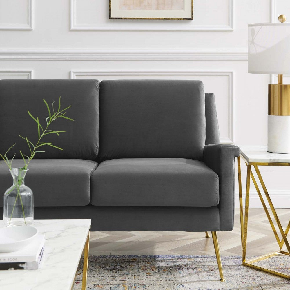 Chesapeake Performance Velvet Sofa, Gold Gray