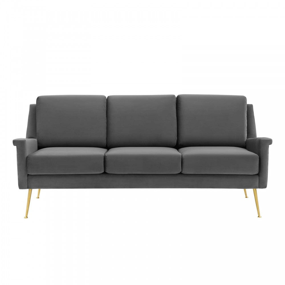 Chesapeake Performance Velvet Sofa, Gold Gray