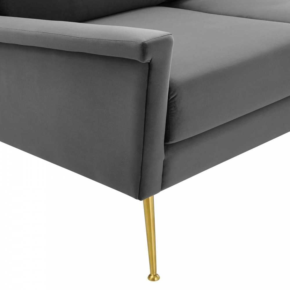 Chesapeake Performance Velvet Sofa, Gold Gray