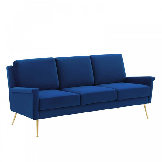 Chesapeake Performance Velvet Sofa, Gold Navy