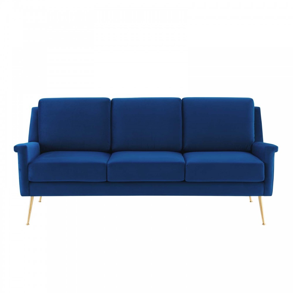 Chesapeake Performance Velvet Sofa, Gold Navy