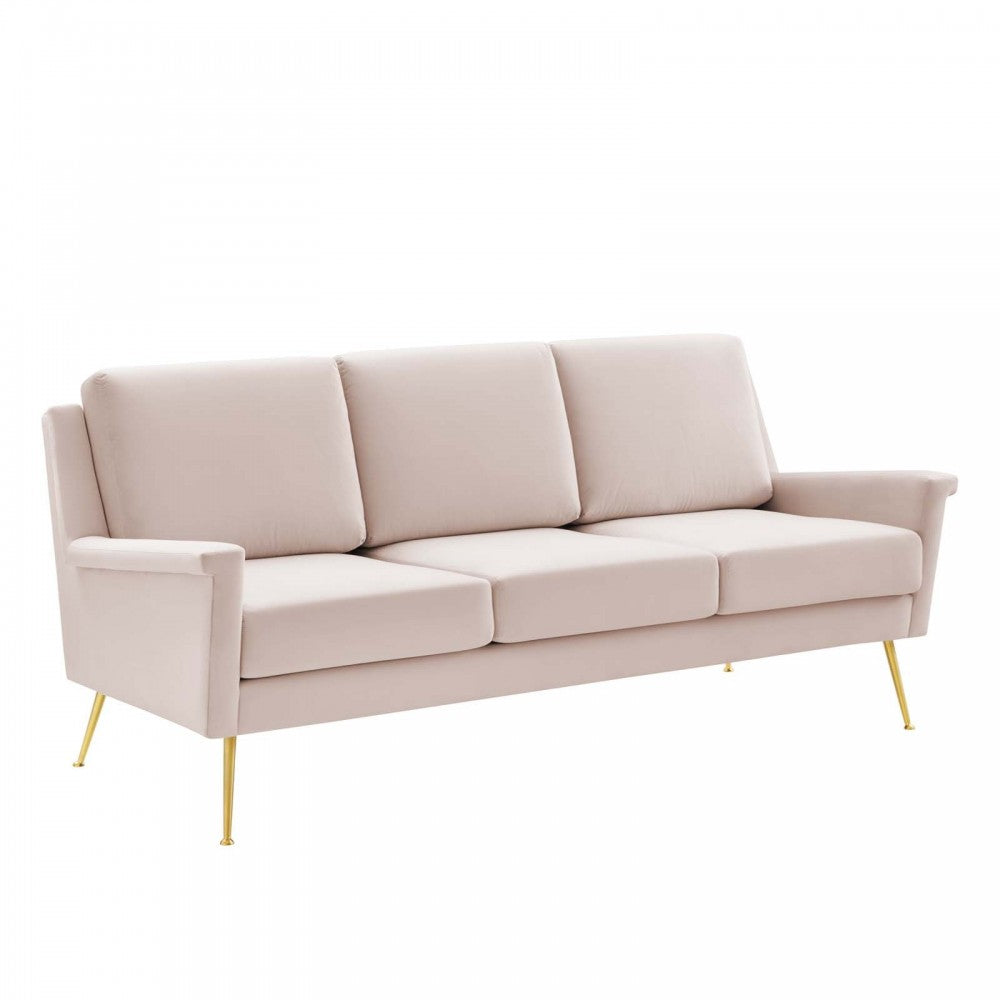 Chesapeake Performance Velvet Sofa, Gold Pink