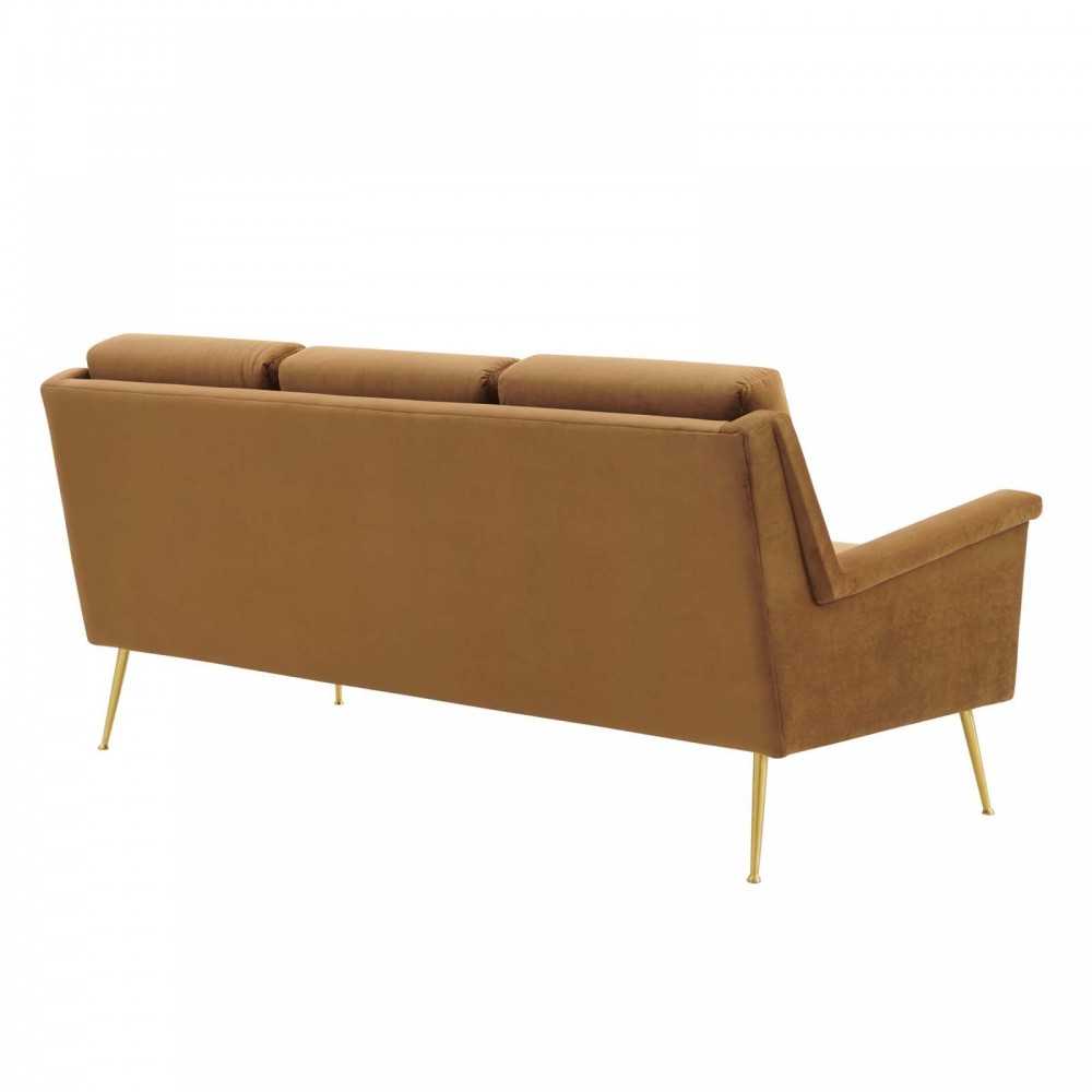 Chesapeake Performance Velvet Sofa, Gold Cognac