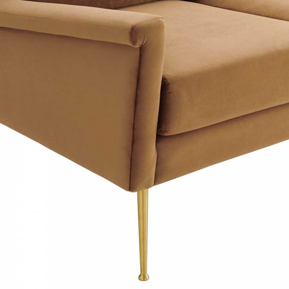 Chesapeake Performance Velvet Sofa, Gold Cognac