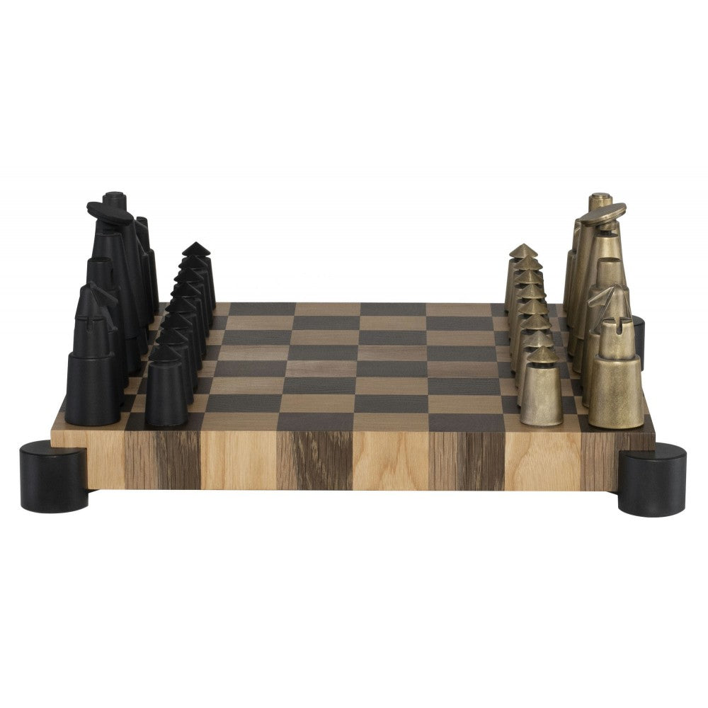 Chess Set Smoked Wood Game Table