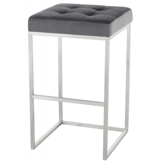 Chi Tarnished Silver Fabric Bar Stool