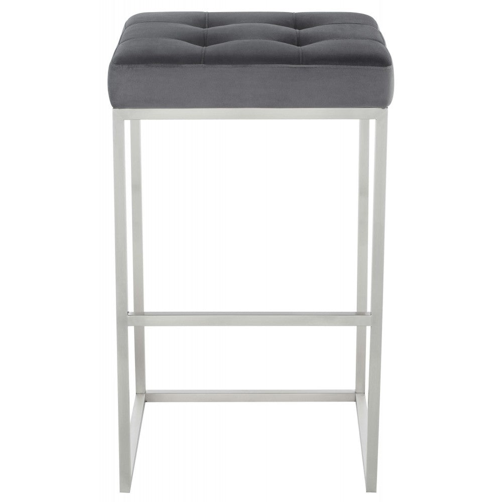 Chi Tarnished Silver Fabric Bar Stool