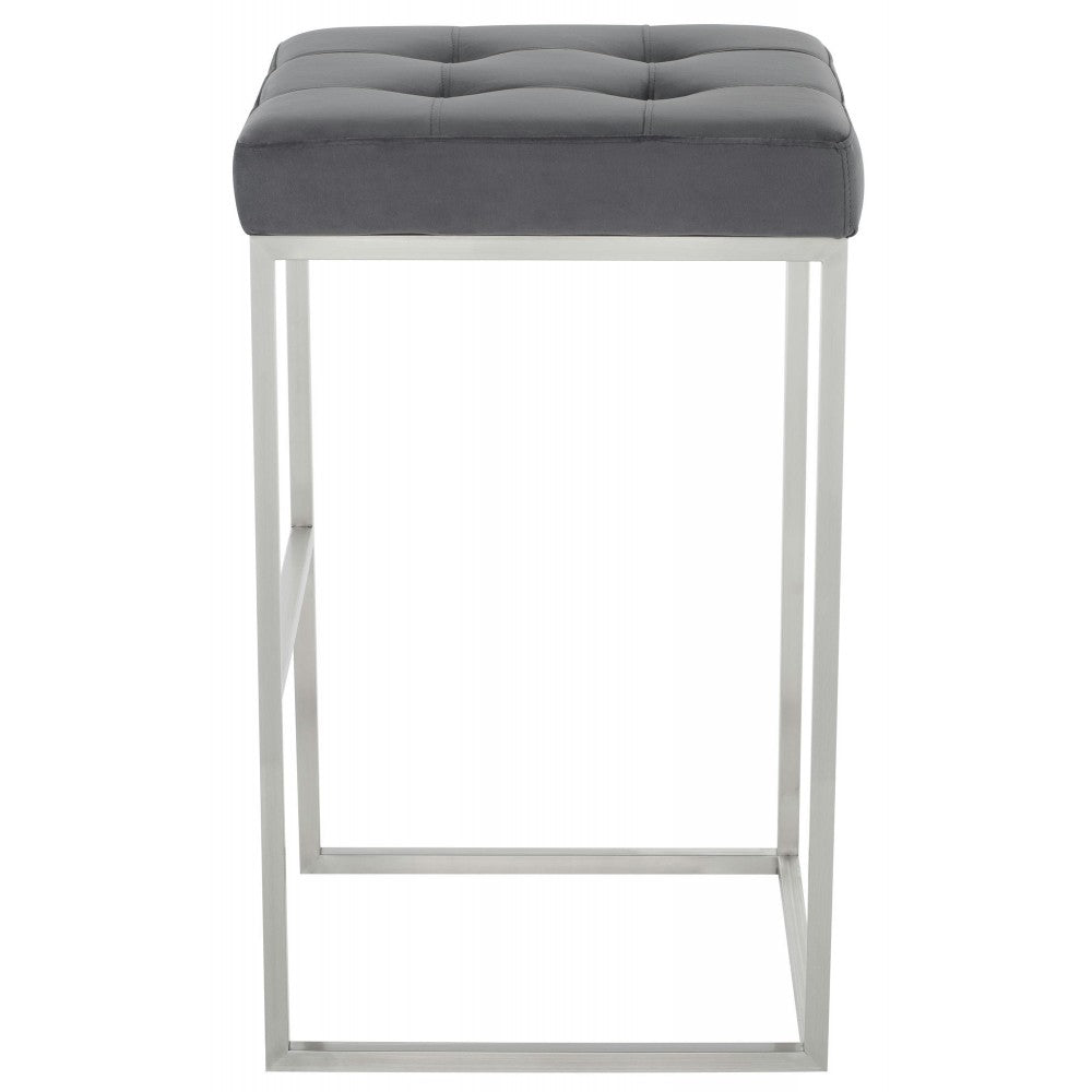 Chi Tarnished Silver Fabric Bar Stool