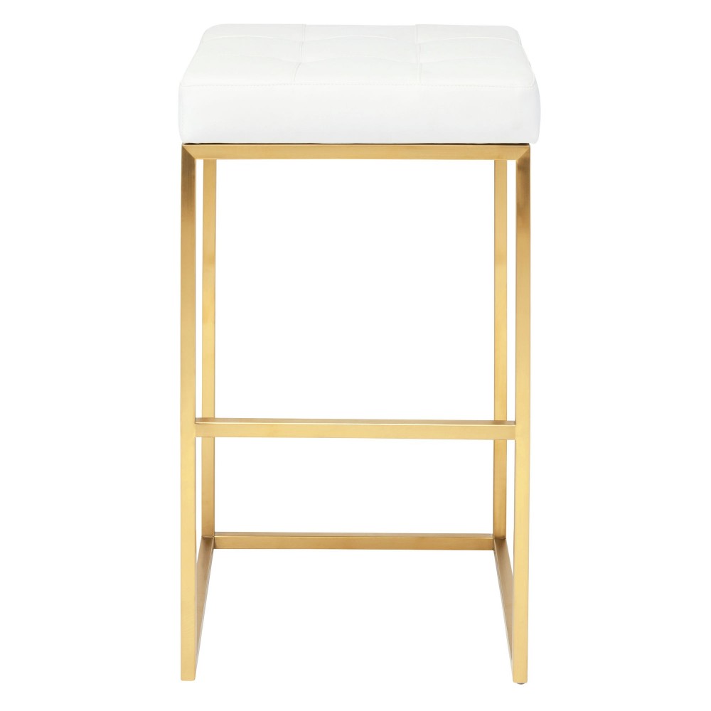 Chi White Naugahyde Bar Stool, HGMM154