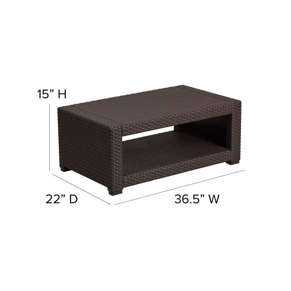 Chocolate Brown Faux Rattan Coffee Table