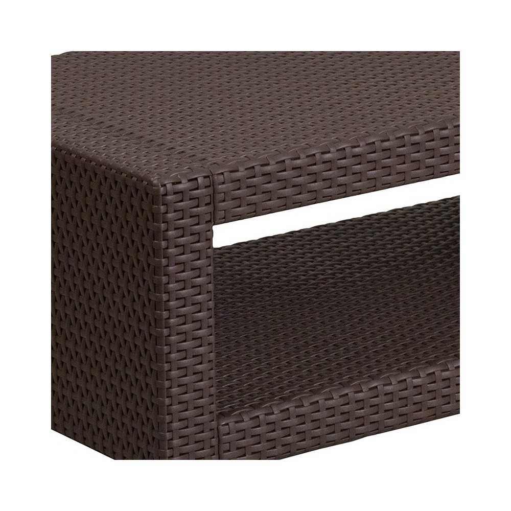 Chocolate Brown Faux Rattan Coffee Table