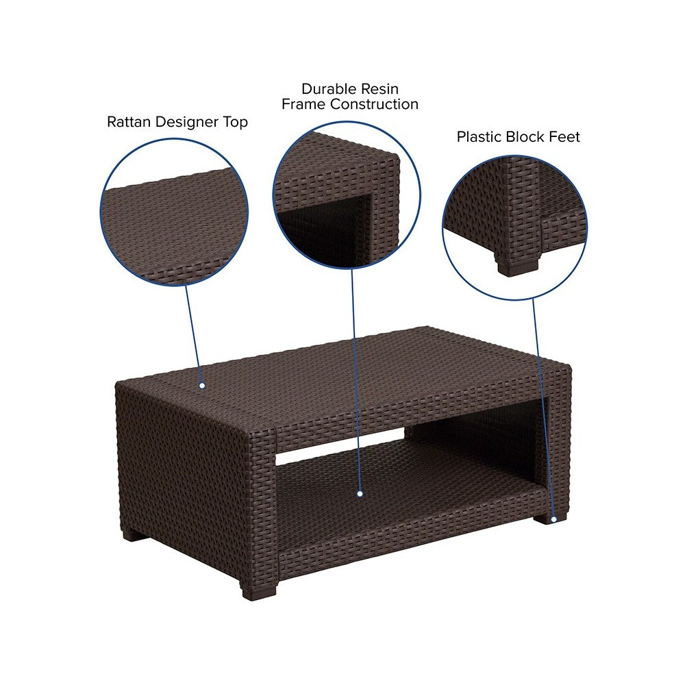 Chocolate Brown Faux Rattan Coffee Table