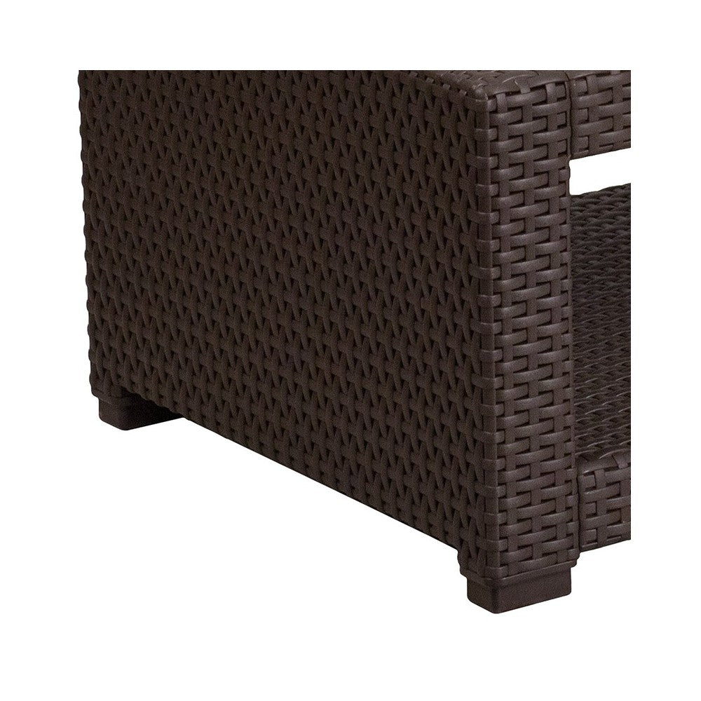 Chocolate Brown Faux Rattan Coffee Table