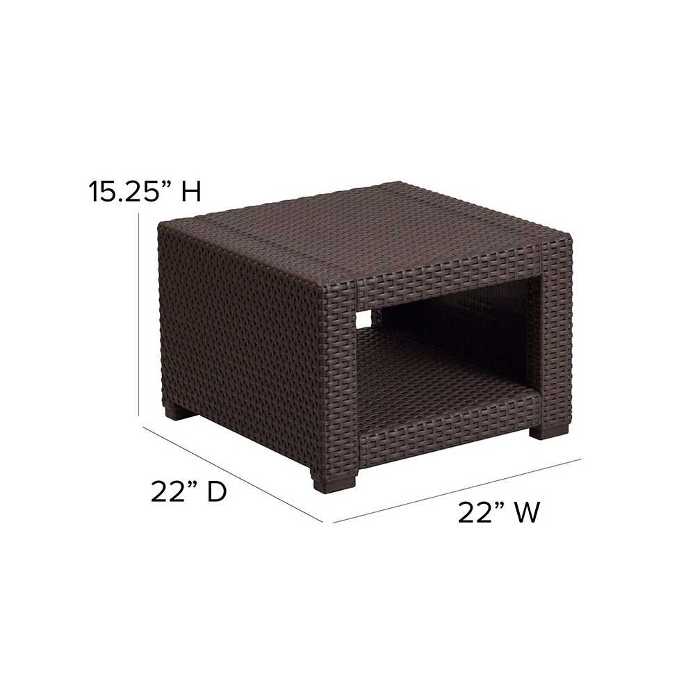 Chocolate Brown Faux Rattan End Table