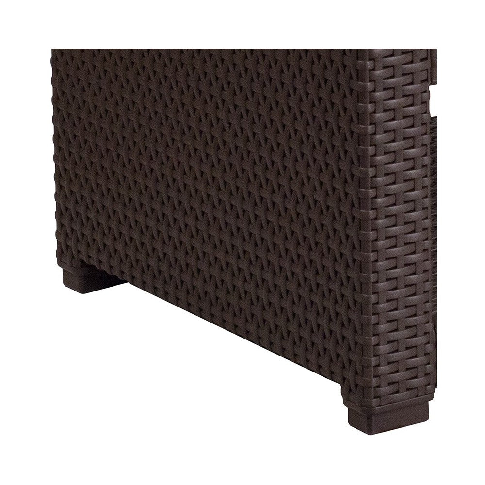 Chocolate Brown Faux Rattan End Table