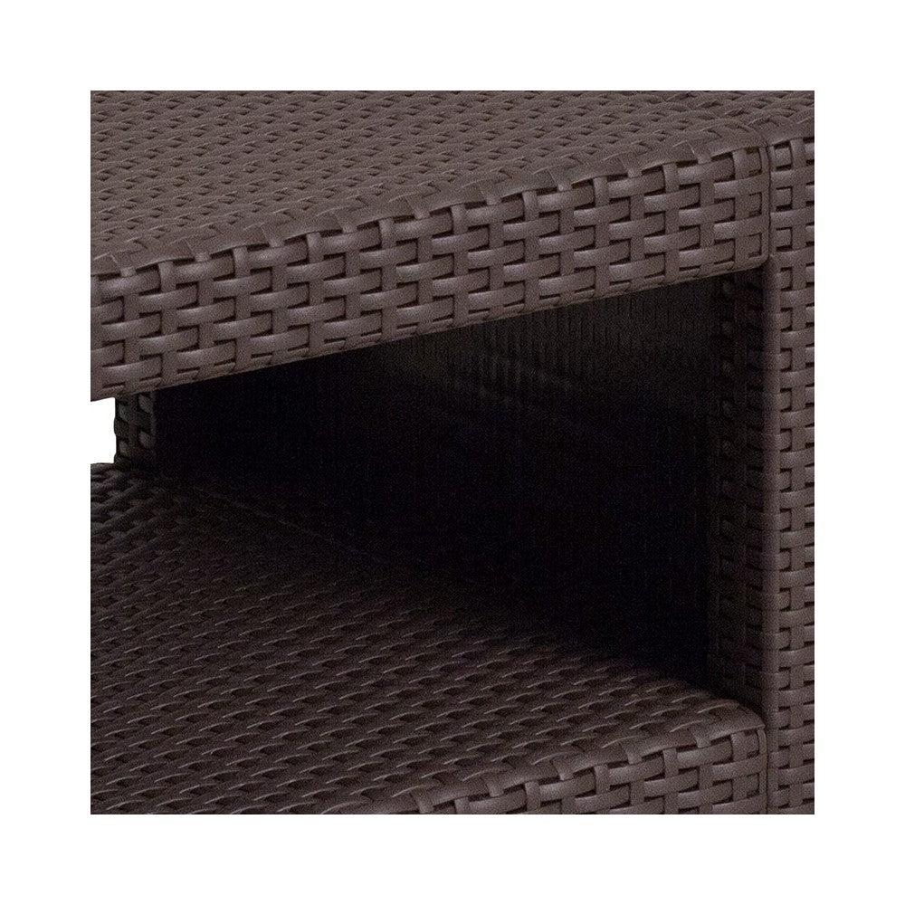 Chocolate Brown Faux Rattan End Table