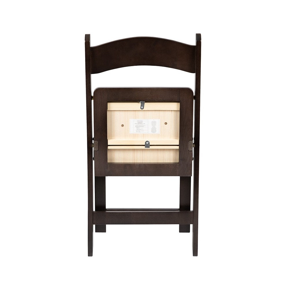 Chocolate Wood Folding Chair with Vinyl Padded Seat