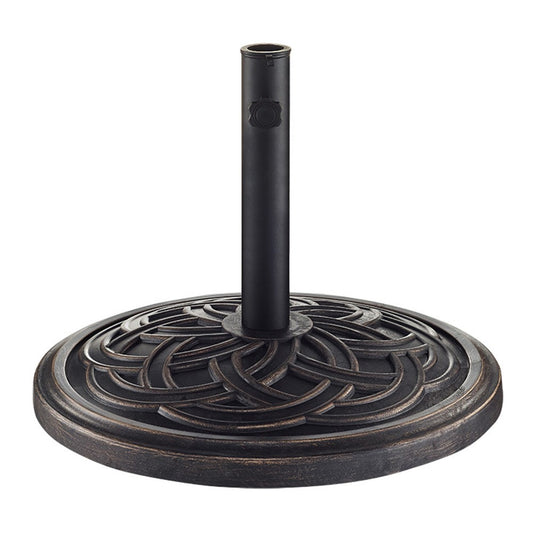 Circle Weave Round Outdoor Patio Umbrella Base - Antique Bronze