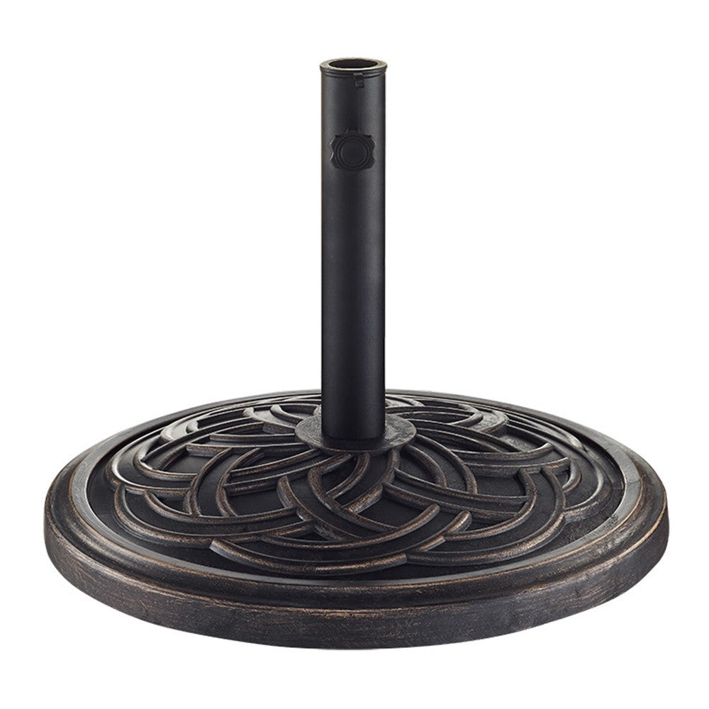 Circle Weave Round Outdoor Patio Umbrella Base - Antique Bronze