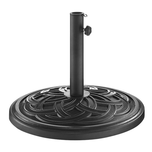 Circle Weave Round Outdoor Patio Umbrella Base - Black
