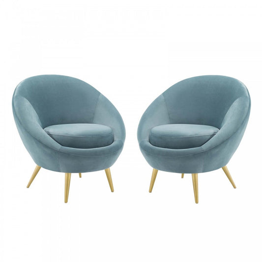 Circuit Accent Chair Performance Velvet Set of 2, Light Blue