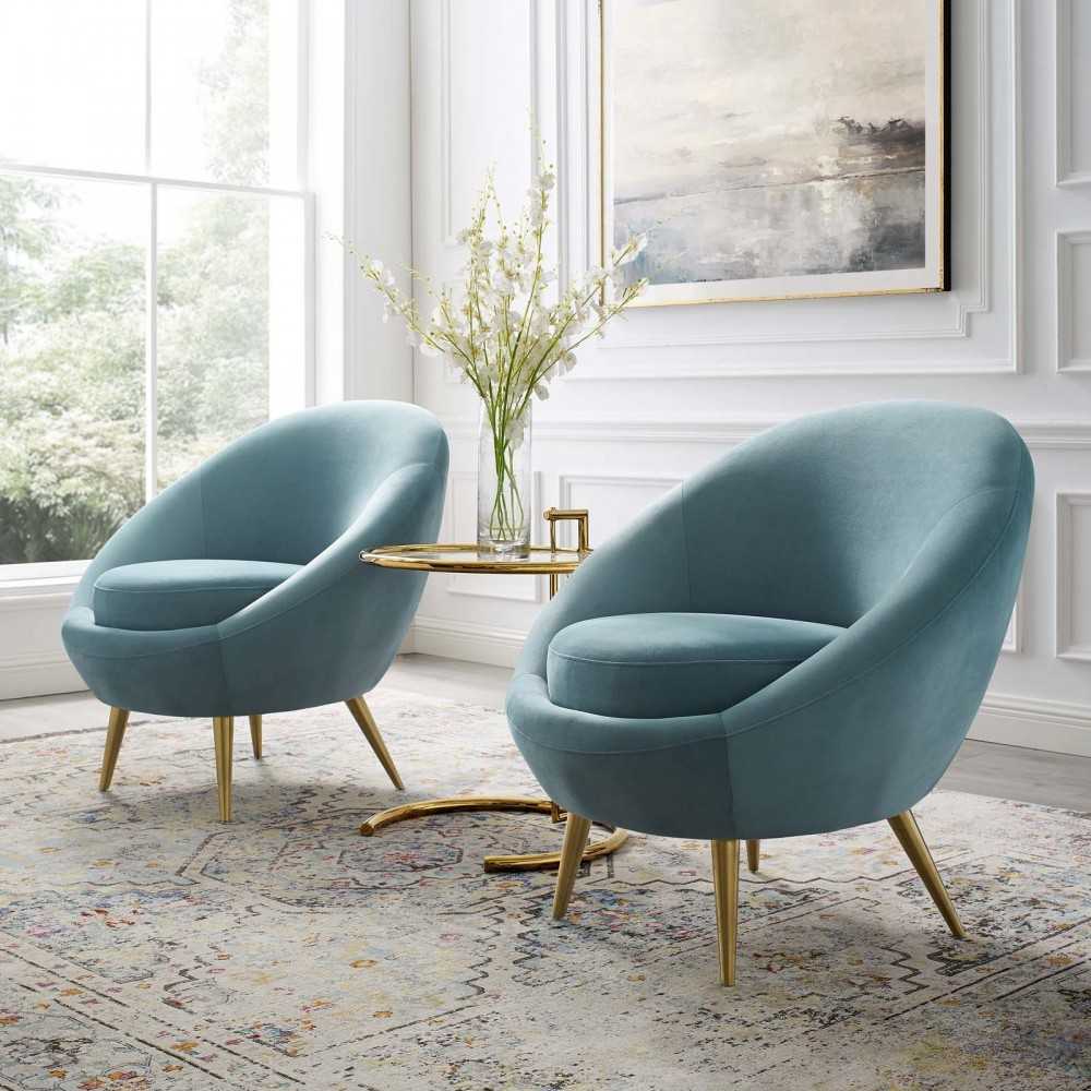 Circuit Accent Chair Performance Velvet Set of 2, Light Blue