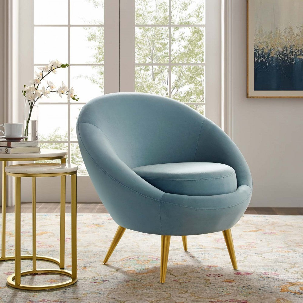 Circuit Performance Velvet Accent Chair, Light Blue