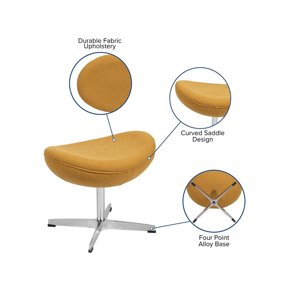 Citron Fabric Saddle Wing Ottoman