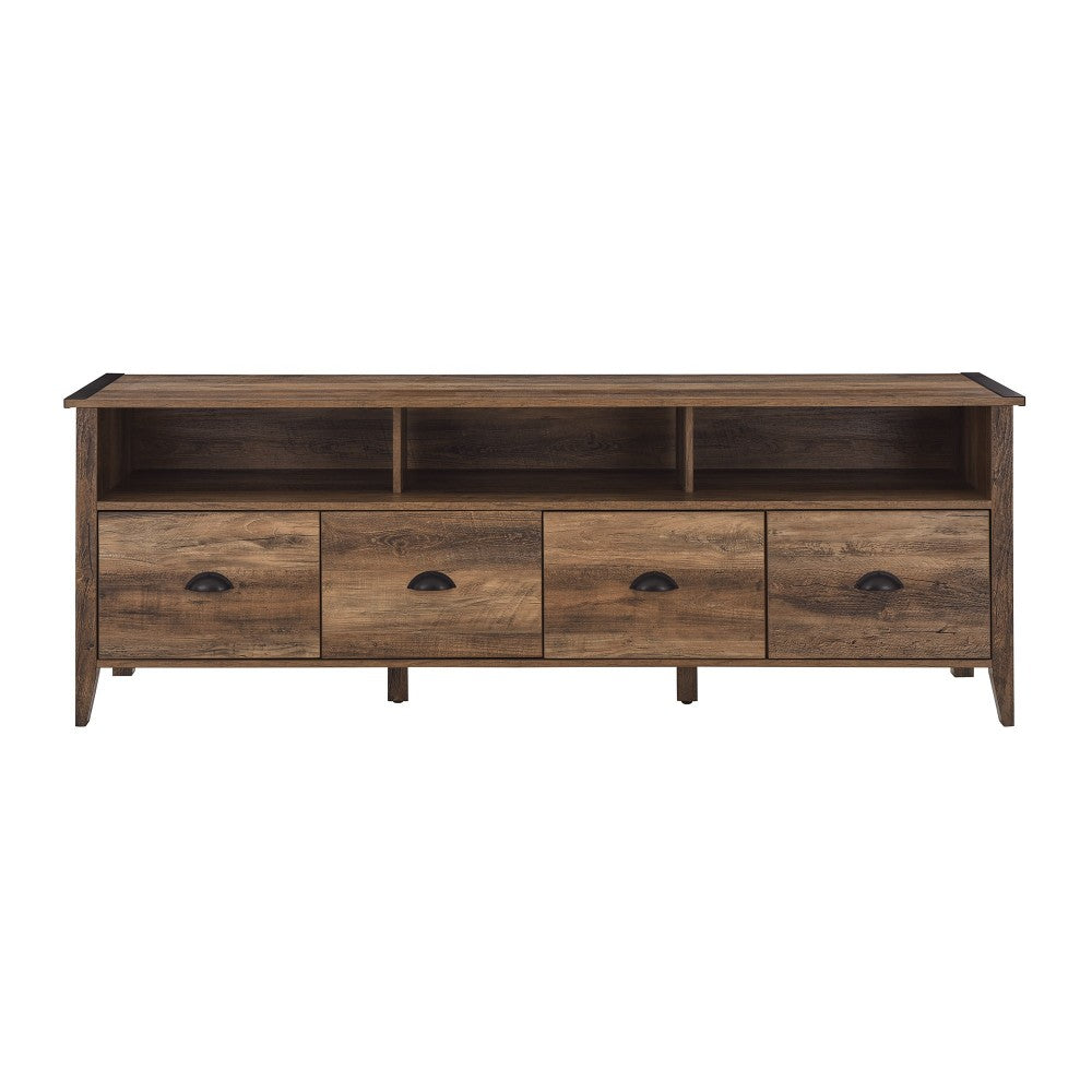 Clair 70" Industrial Farmhouse 4-Drawer TV Stand - Rustic Oak