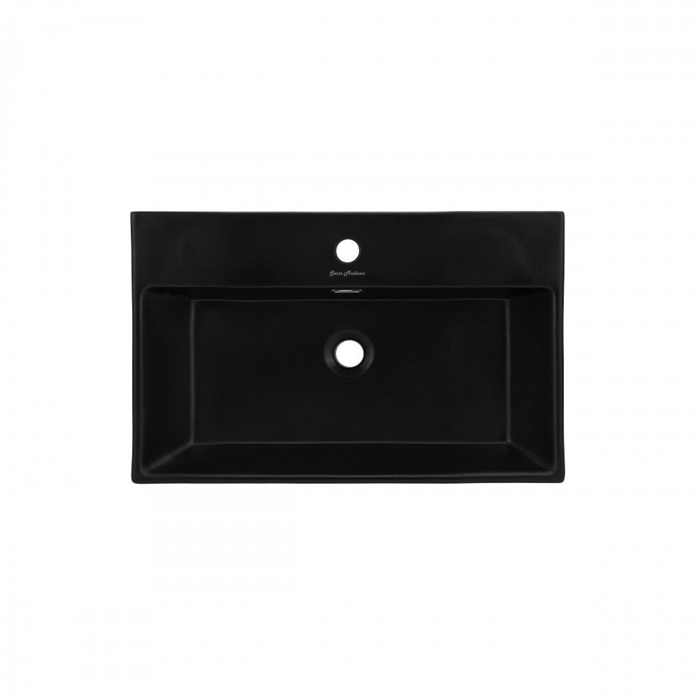 Claire 24 Ceramic Console Sink Matte Black Basin Chrome Legs