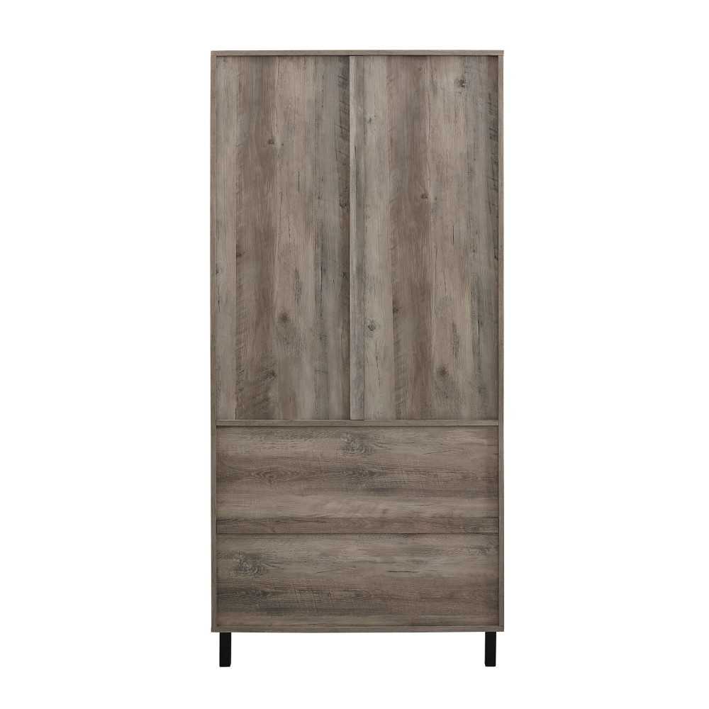 Clark 68" Glass Door Storage Hutch - Gray Wash